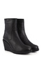 Women's Black Zippered Wedge Heeled Boots - 3