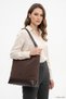 Women's Brown Suede Brown Long Strap Hand and Shoulder Bag - 2