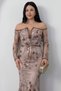 Crew Neck Sequin Detailed Tulle Dress 6087 - 2