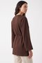 Lace-Up Combed Cotton Blouse 13071 - Brown - 5