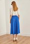 Women's Cobalt Blue Pocket Elastic Waist Midi Woven Bell Skirt Etk- 19000271 - 2
