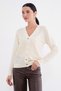 Buttoned V-Neck Openwork Knitwear Cardigan