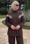 Striped Sports Suit 1717 - Brown - 2