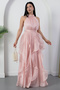 Halter Neck Ruffled Satin Dress Eli̇6073 - 3