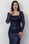 Square Neck Long Sleeve Pulpayet Dress Ap-174 - 2