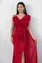 Shoulder-Accessory Glittery Cowl Neck Dress 39878 - 2