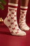 Women's Cotton Ribbon-Patterned Ankle Socks, Ecru - 6