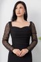 Heart Neckline Puff Sleeves Paillette Evening Dress Ecr5492 - 2