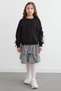 2-Piece Girls' Set with Bow and Plaid Patterned Skirt - 2