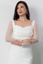 Heart Neckline Puff Sleeves Paillette Evening Dress Ecr5492 - 2