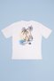 100% Cotton Letter and Palm Tree Printed Oversize Boys' T-Shirt - 4