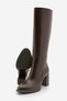 Women's Zippered Thick Heeled Boots Lovet Brown - 7