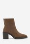 Women's Pointed Toe Zippered Thick Heeled Boots Belza Light Brown Suede - 3