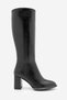 Women's Zippered Thick Heeled Boots Lovet Black - 3