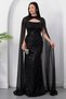 Strapless Neckline Beaded Shawl Detail Dress Etk503 - 4