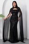 Strapless Neckline Beaded Shawl Detail Dress Etk503 - 7
