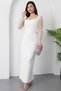 Heart Neckline Puff Sleeves Paillette Evening Dress Ecr5492