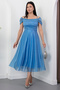 Square Neck Strap Glitter Tulle Dress 39976 - 3