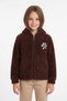 Pati Embroidered Eared Girl's Plush Coat - 3