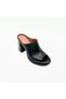 Black Leather Platform Heeled Slippers – 9 cm High Heels - 5