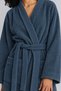 100% Cotton Women's and Men's Bathrobe Navy Blue – Soft and Water-Absorbent Towel Bathrobe with Greek Pattern Border, Pockets, and Belt - 4