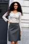 High Lightness Lycra Fabric Knee Length Bell Skirt-Anthracite Plaid - 3