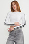 Crew Neck Sleeves Piped Detail Crop Body