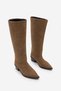 Women's Pointed Toe Cowboy Zipperless Western Boots Mivez Tobacco Brown Suede - 5