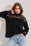 Women's Black Transparent Striped Knitwear Sweater Knitwear Blouse 1107 - 7