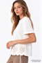 Embroidered Floral Regular Knit Ecru T-Shirt - 3