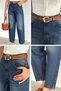 Women's High Waist Jeans with Belt Accessory - 5