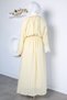 Stone Embroidered Hijab Dress with Elastic Belt Detail - 6