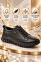 Rubber Sole Elastic Orthopedic Black Inside and Outside Genuine Leather Women's Casual Shoes Winter Seasonal Shoes 3600