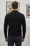 Men's Self-Patterned Polo Collar Knit Sweater - 2