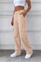 Women's Cream High Waist Wide Leg Cargo Pants - 3