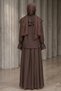 Collared Lace-Up Lined Blouse Skirt Hijab Double Set - 6