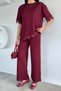 Gülseli Women's Elastic Waist Pants Lace Detailed T-Shirt Double Set - 3