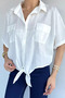 Women's Front Tie Double Pocket Shirt - 8
