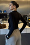 Women's Half Turtleneck Finger-Loop Lycra Body Blouse - 4