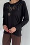 Crew Neck Stoned Mother Combed Cotton Blouse - 3