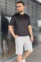 Men's Double Pocket Elastic Waist Striped Patterned Shorts - 2