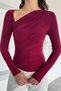 Women's Draped V-Neck Blouse - 3