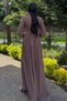 Women's Pleated Waist Belt Detailed Tulle Hijab Evening Dress - 4