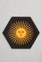 Set of 2 Leather Coasters - Genuine Vegetable Leather - Sun Printed - Handmade Coaster - 2