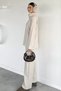 Women's Polo Collar Thessaloniki Fabric Sweat Elastic Waist Pants Double Set - 4