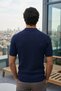 Men's Patterned Polo Collar Half-Zip Knitwear T-Shirt - 2