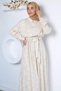 Polo collar elastic belt detailed hijab dress - 5