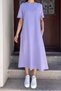 Crew Neck Short Sleeve Dress with Pocket Detail - 3