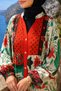 Women's Front Button Detailed Patterned Hijab Dress - 4