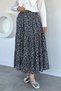 Patterned Chiffon Hijab Skirt with Elastic Waist - 4